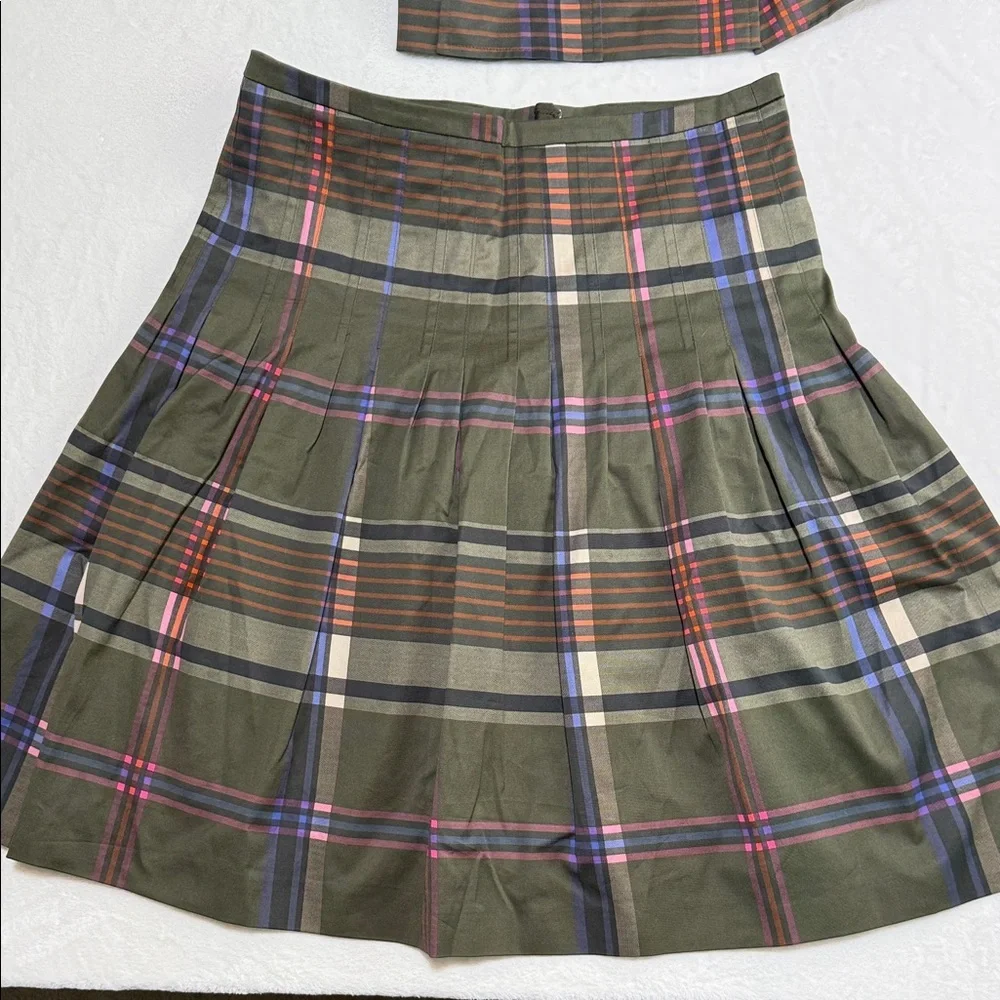 Akris Punto Green Plaid Skirt Set with Matching Blazer